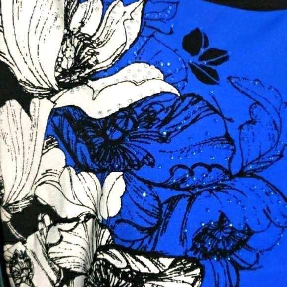 JM Collection Blue Floral Tunic size M - Picture 3 of 6